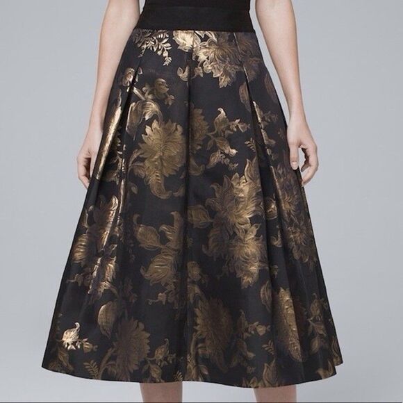 WHBM Women Fancy Metallic Jacquard Full Midi Skirt in Size 14 NEW NWT MSRP $160 - Picture 1 of 10